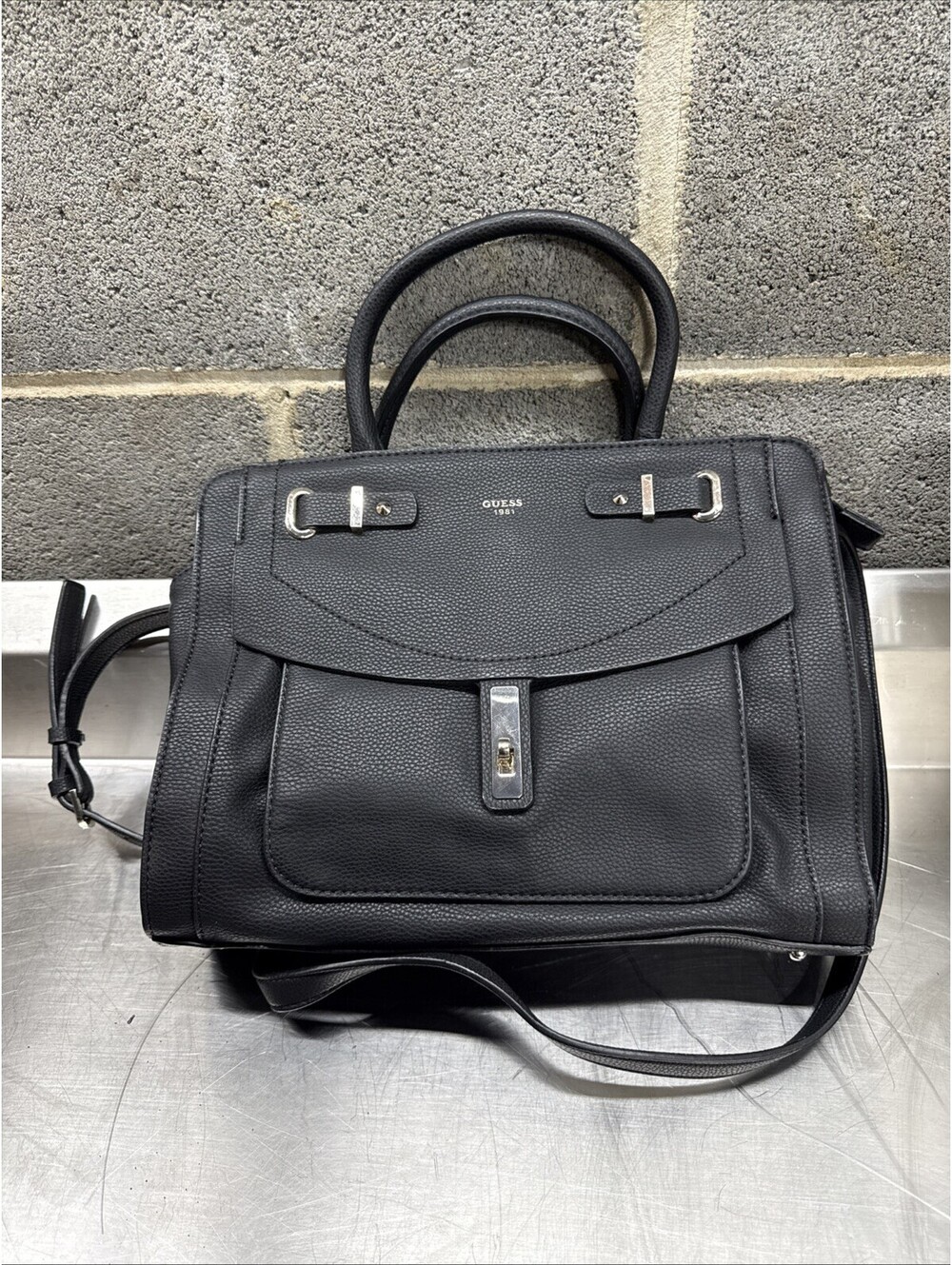 Guess Brand Kingsley Girlfriend Black Handbag Good Condition
